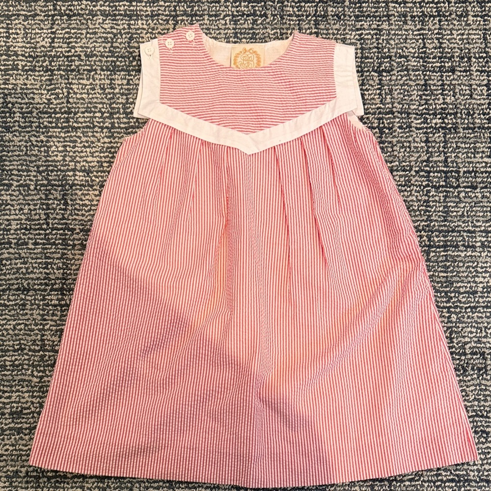 The Beaufort Bonnet Company Pink and White Seersucker Girls Dress